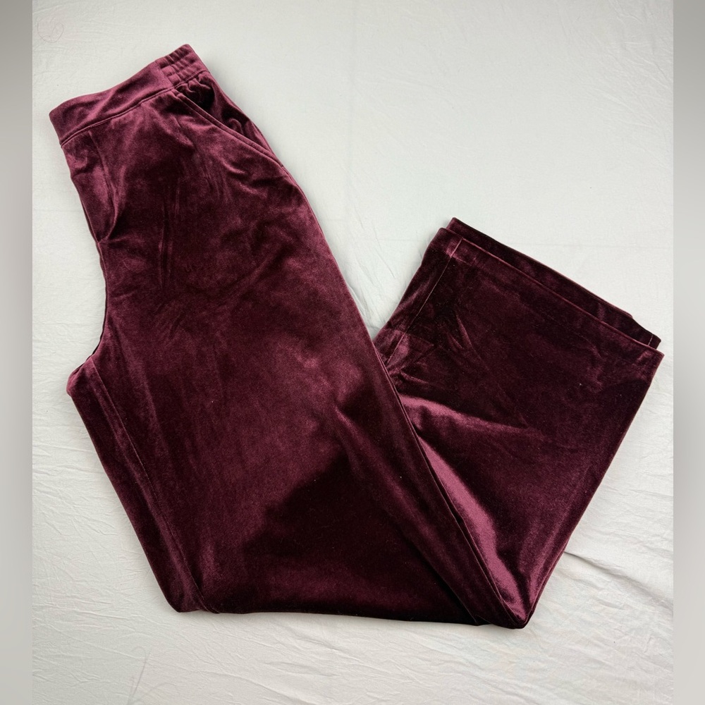 Blank NYC Velvet wide leg Pants in Rich Burgundy NEW size small